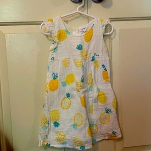Linen girls lemon print dress